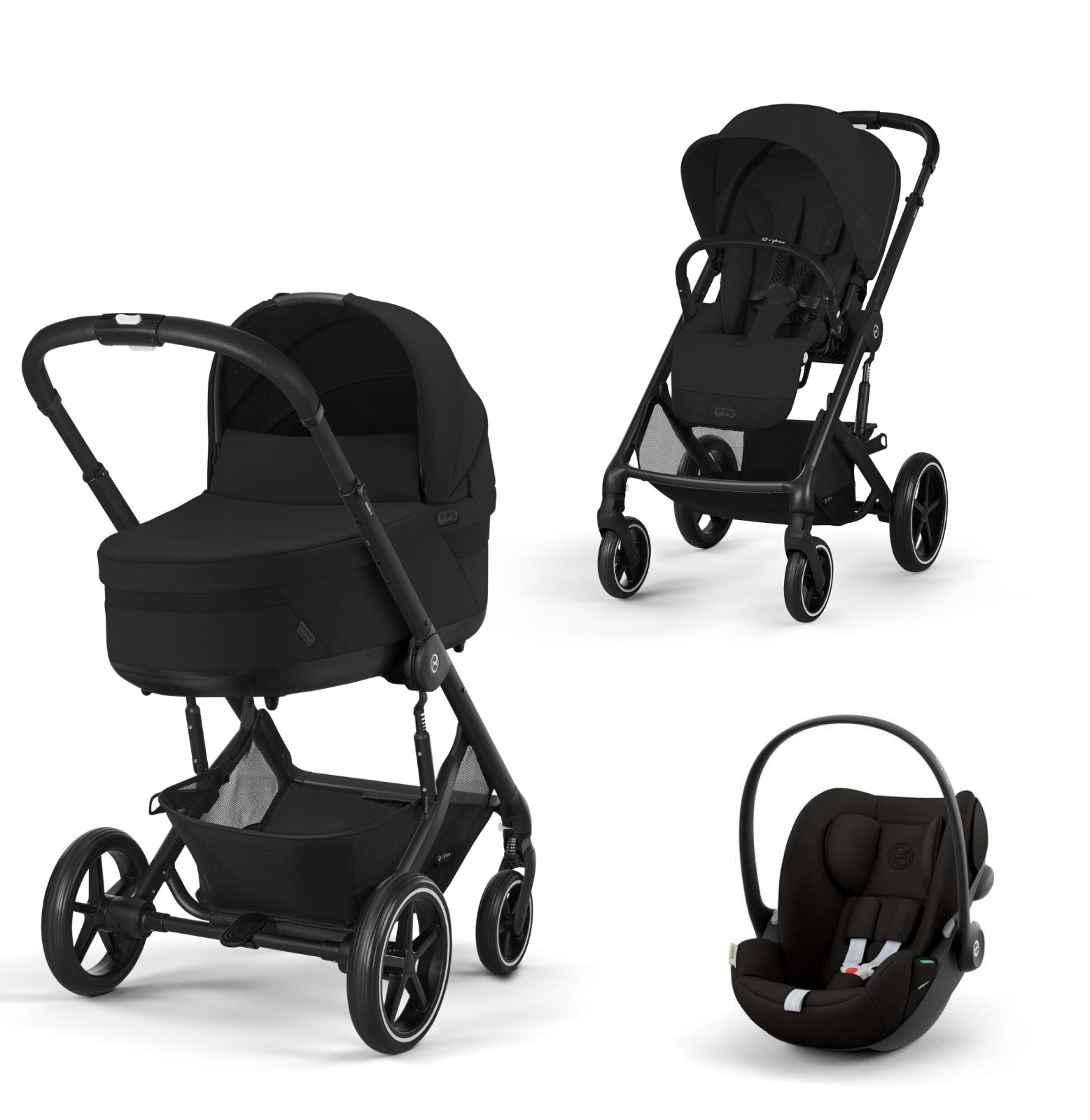 עגלת תינוק משולבת סייבקס - טיולון ועריסה Cybex Balios TS5 בצבע Moon Black , עם סל-קל Cloud G עגלת תינוק משולבת סייבקס - טיולון ועריסה Cybex Balios TS5 בצבע Moon Black , עם סל-קל Cloud G