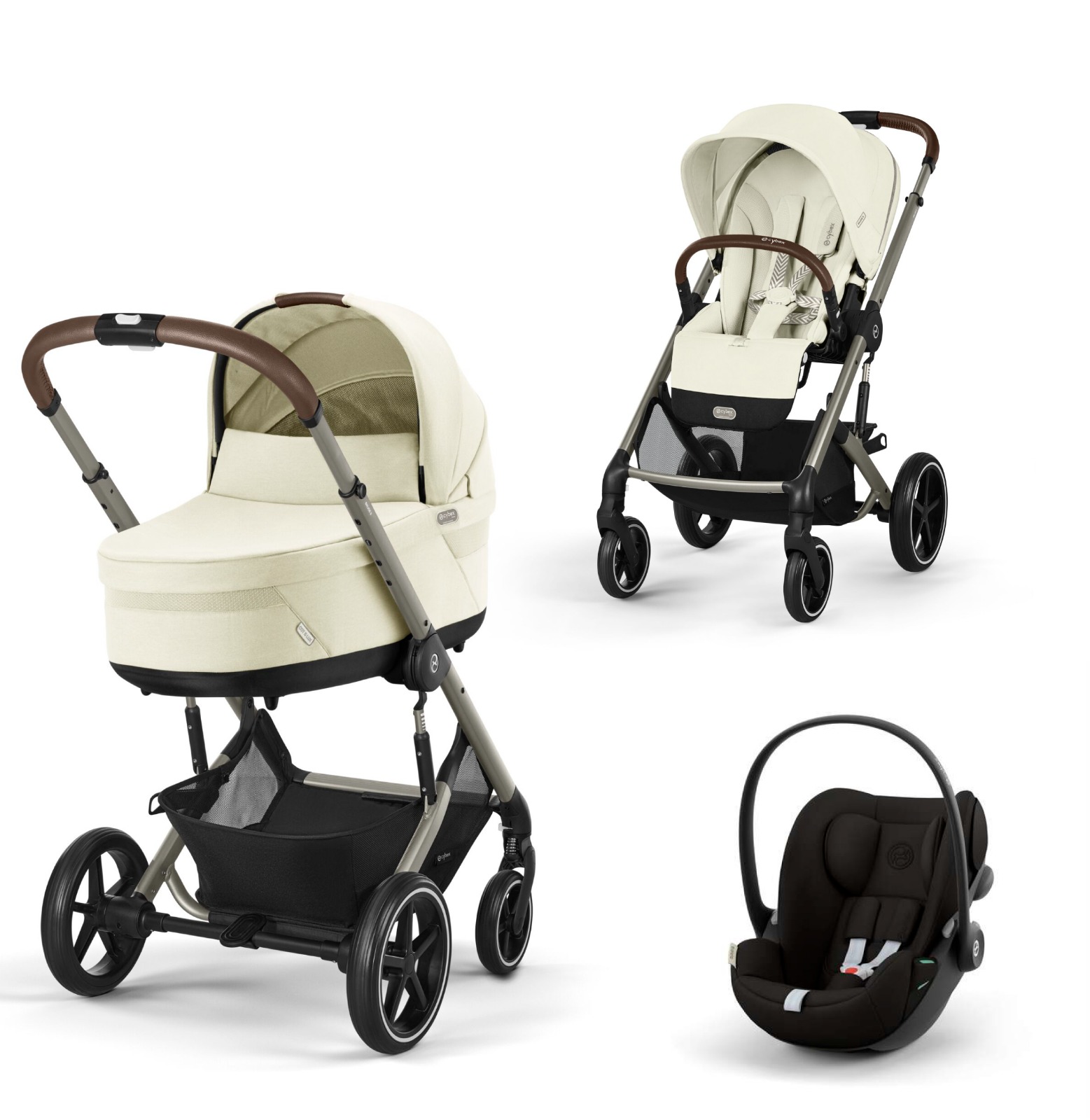 עגלת תינוק משולבת סייבקס - טיולון ועריסה Cybex Balios TS5 בצבע Seashell Beige , עם סלקל Cloud G עגלת תינוק משולבת סייבקס - טיולון ועריסה Cybex Balios TS5 בצבע Seashell Beige , עם סלקל Cloud G