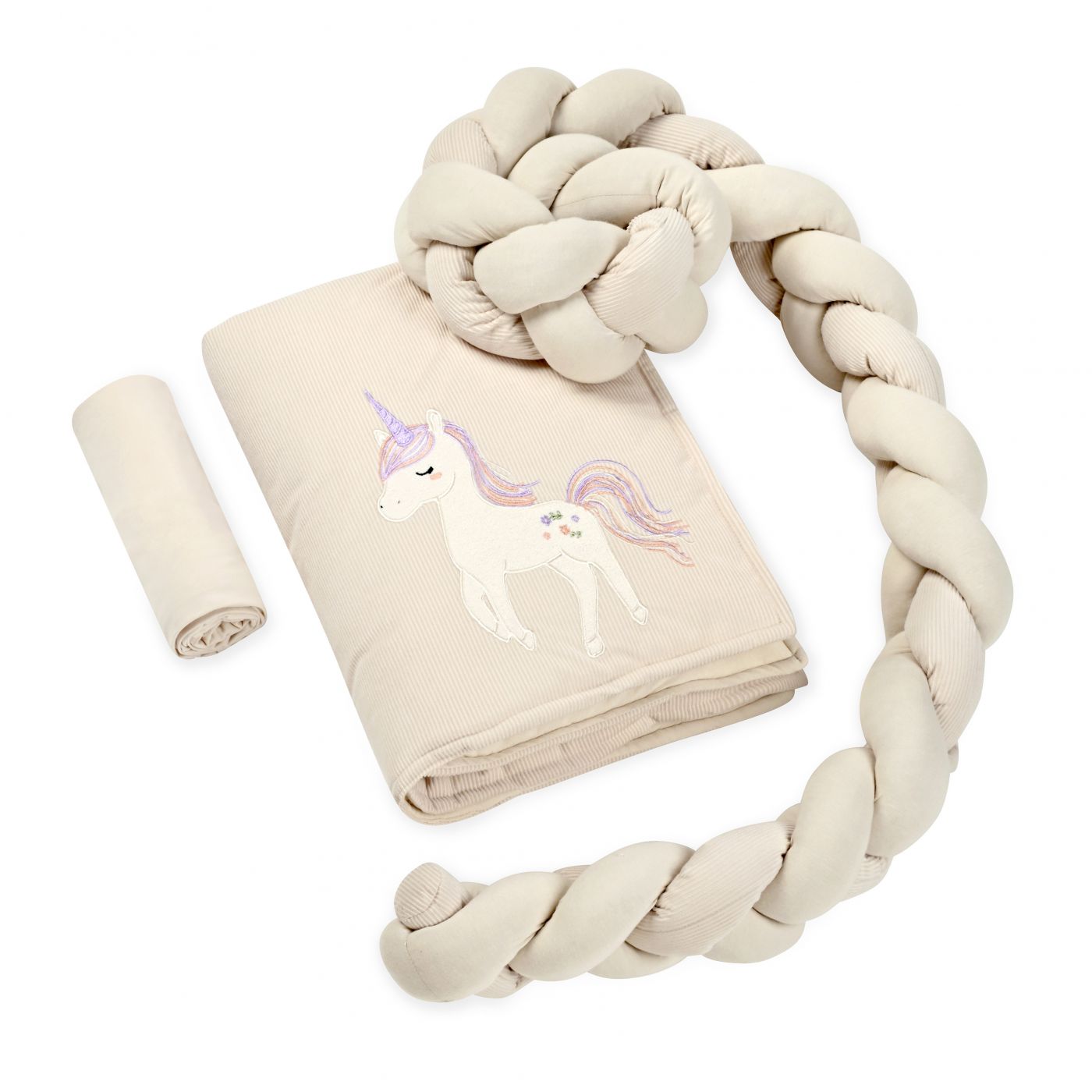 סט מצעים לורה לעריסה עם נחשוש קלוע קורדורוי Unicorn LAURA סט מצעים לורה לעריסה עם נחשוש קלוע קורדורוי Unicorn LAURA