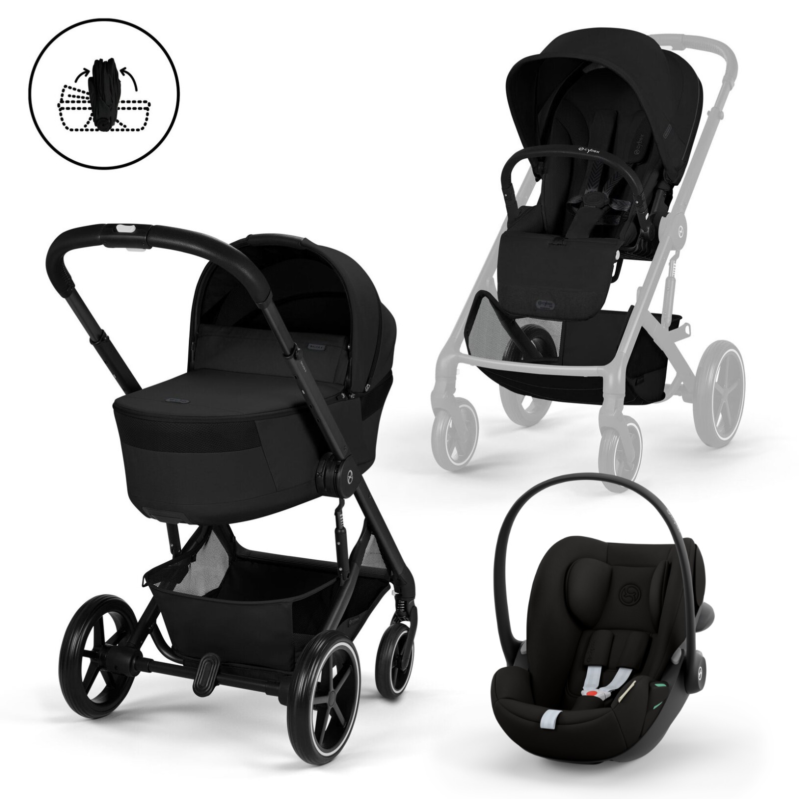 Balios TS6 עגלת תינוק בצבע Moon Black עם סלקל Cloud G Balios TS6 עגלת תינוק בצבע Moon Black עם סלקל Cloud G